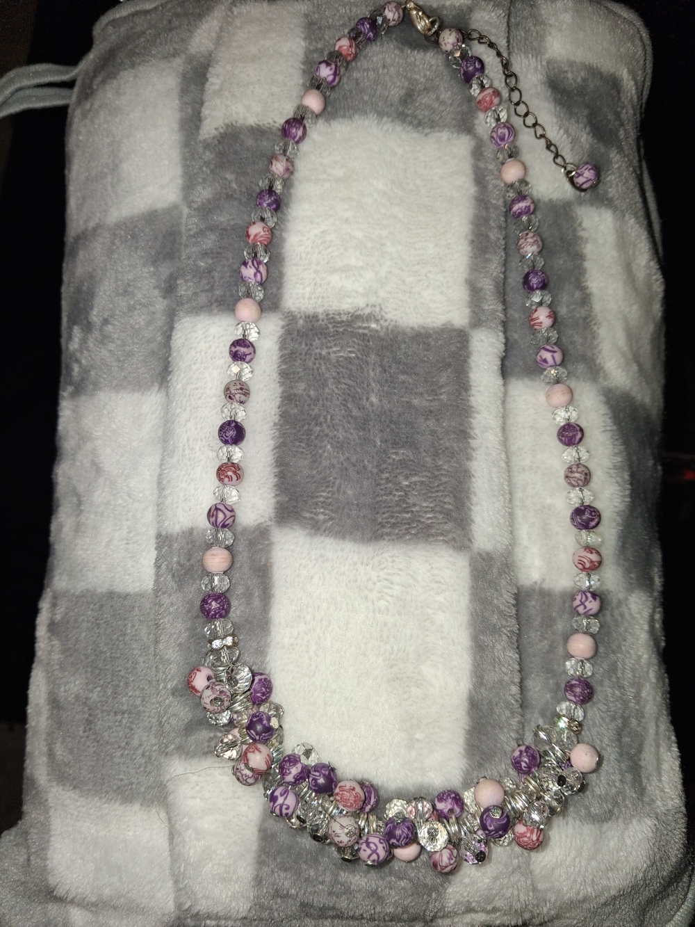 Purple & Pink Beaded Statement Necklace